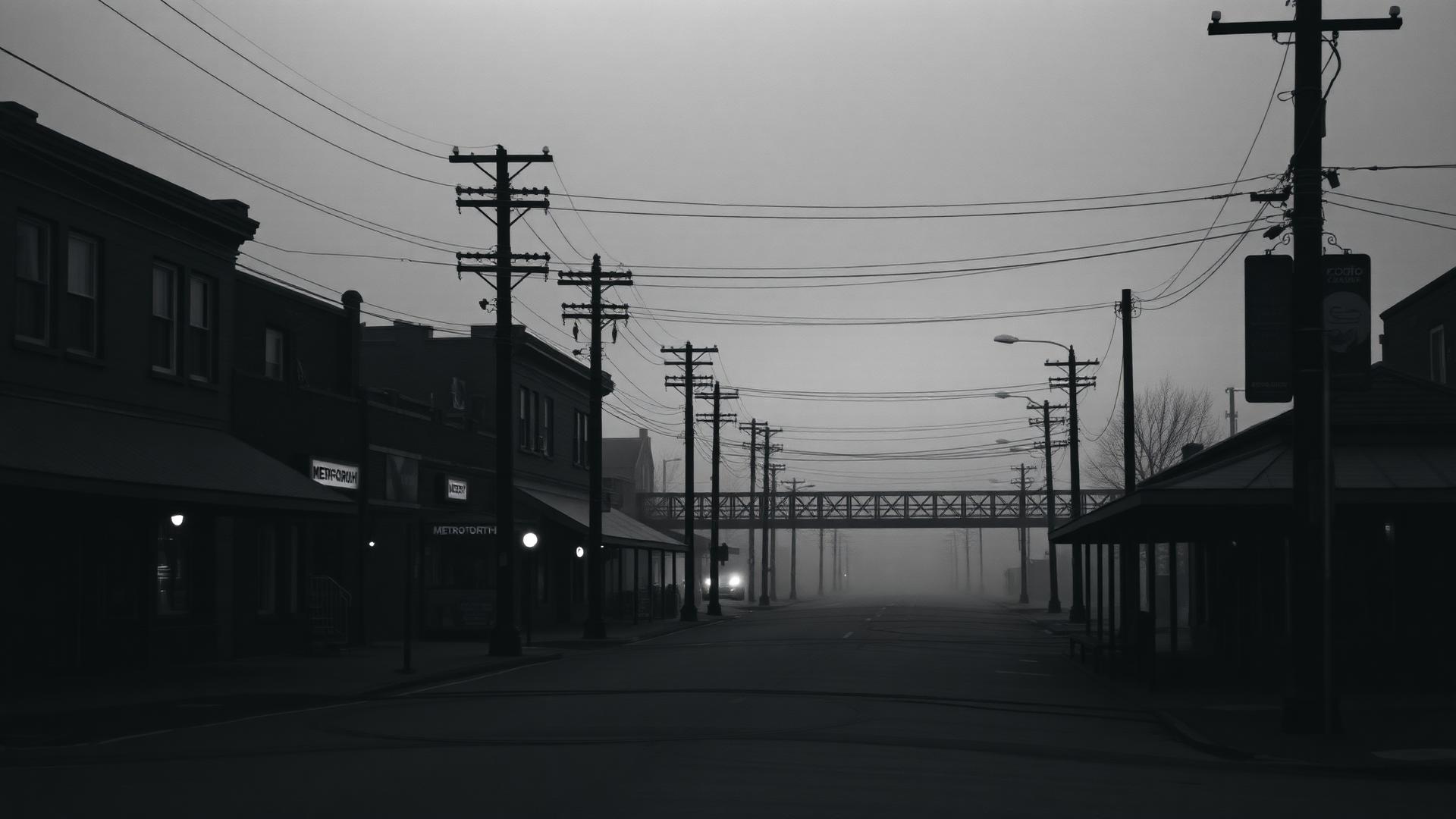 A misty morning on a Hudson Valley main street near the Metro-North station